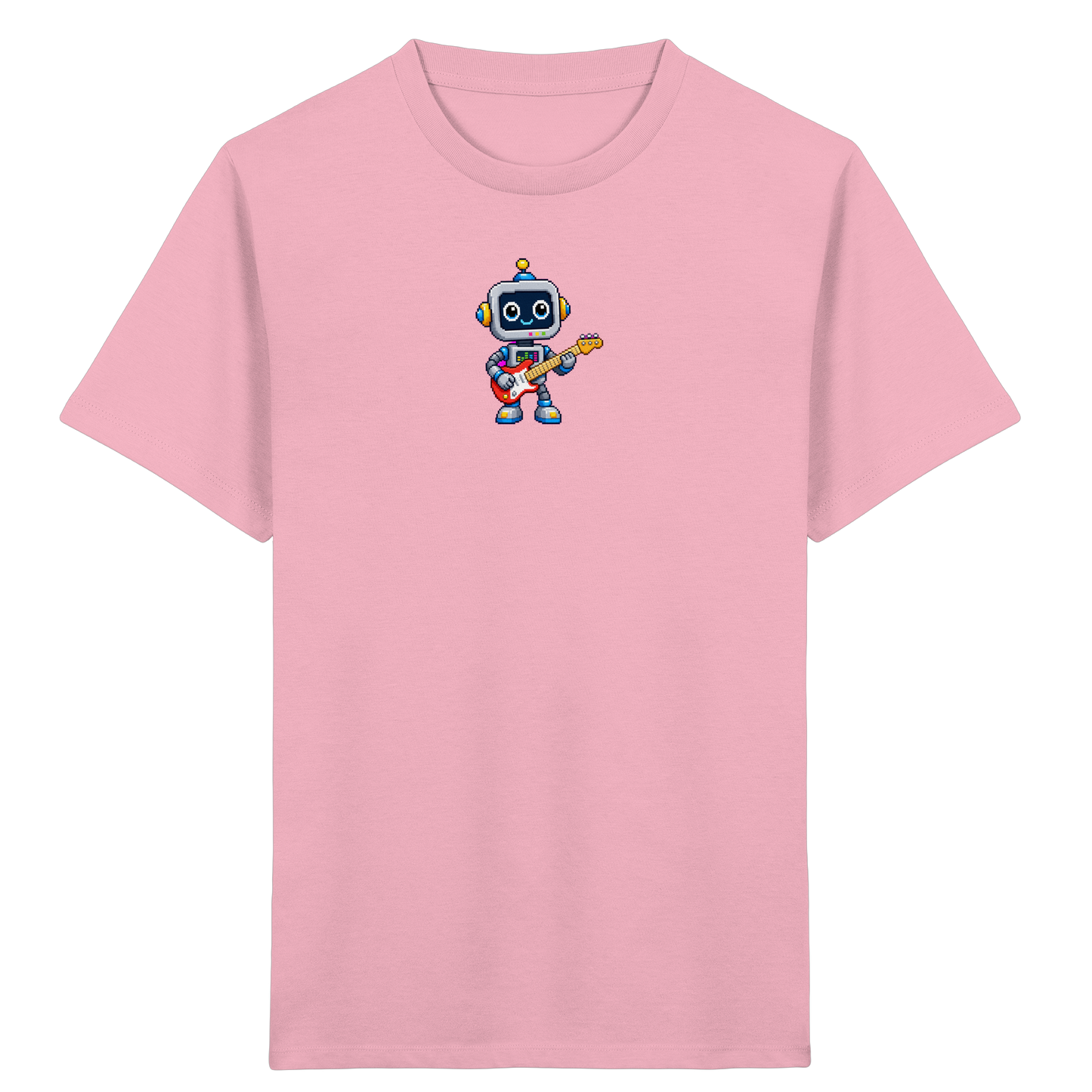 Pixel Roboter rockt E-Gitarre - Kinder T-Shirt