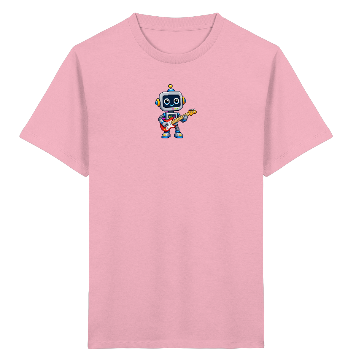 Pixel Roboter rockt E-Gitarre - Kinder T-Shirt