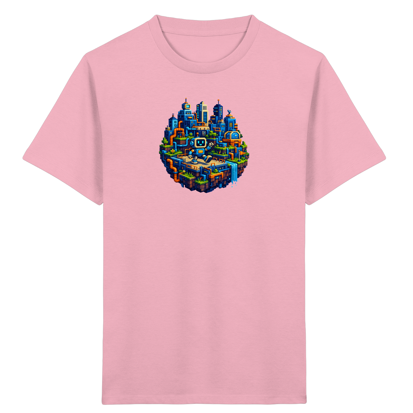 Pixel Roboter Insel Abenteuer T-Shirt - Kinder Bio T-Shirt
