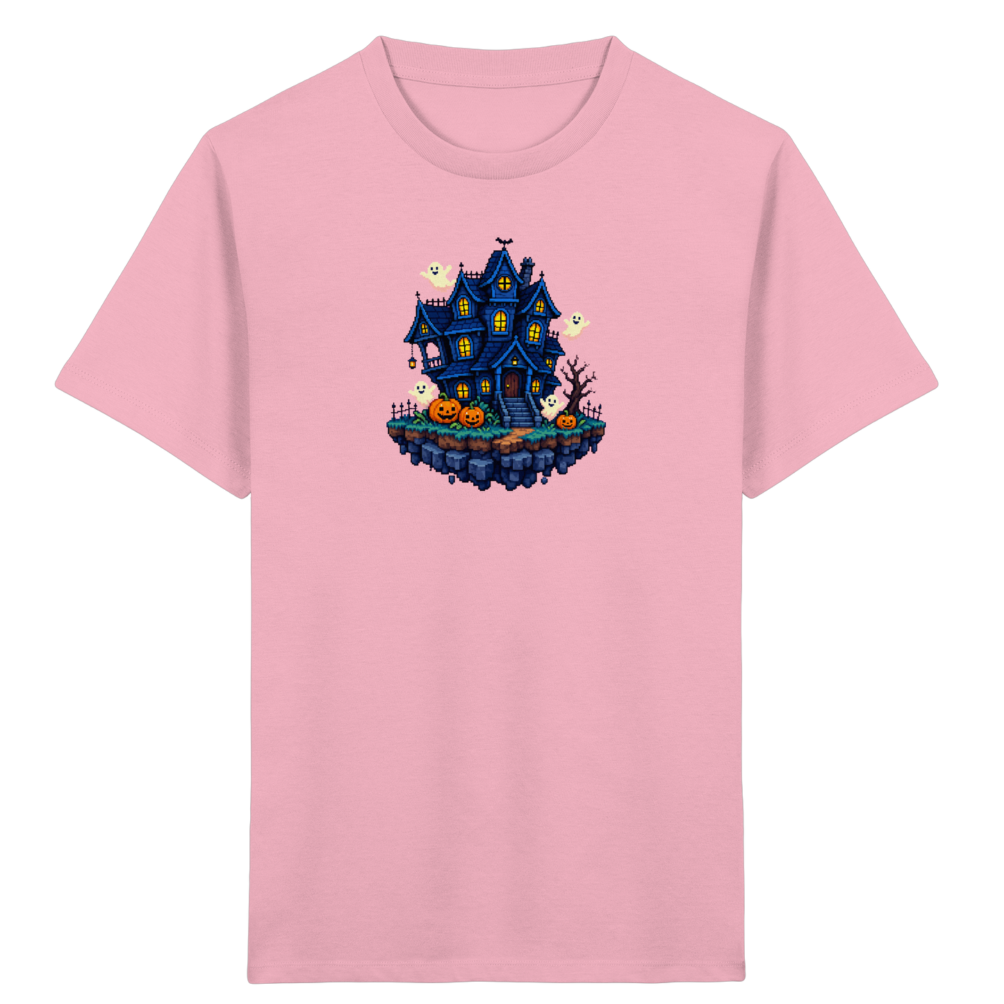 Magisches Pixel Geisterhaus Halloween T-Shirt - Kinder Bio T-Shirt