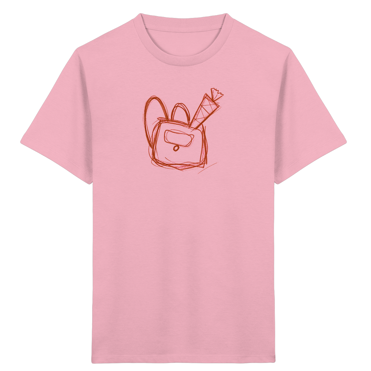 Zimtbrauner Ranzen mit Schultüte - Kinder Bio T-Shirt