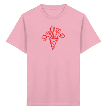 Korallrote Blumenschultüte Kinder T-Shirt - Kinder Bio T-Shirt