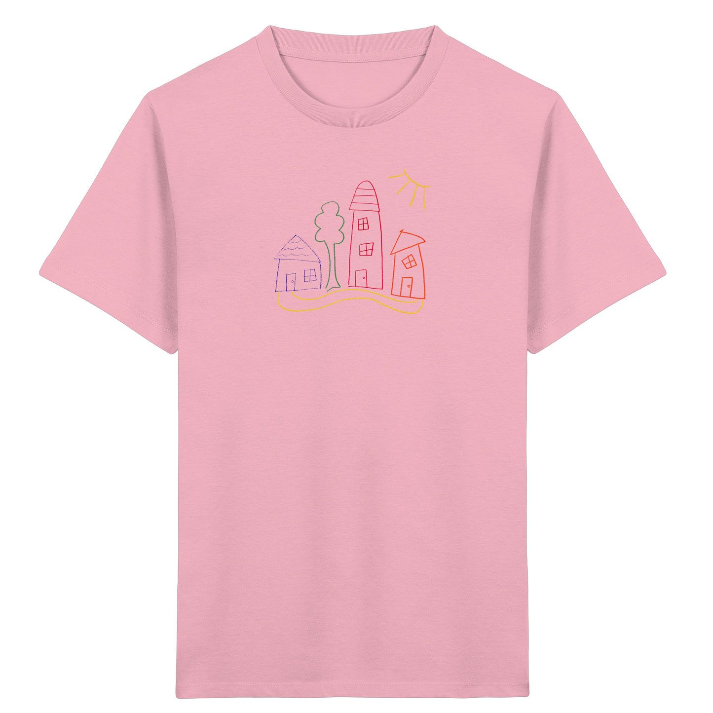 Buntes Dorf T-Shirt für Kinder - Kinder Bio T-Shirt