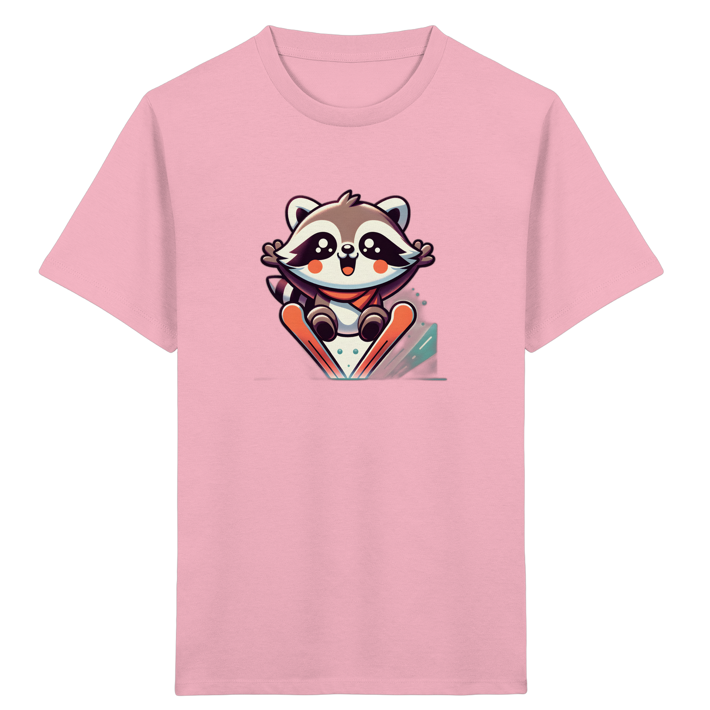 Fröhlicher Waschbär auf Skiern T-Shirt