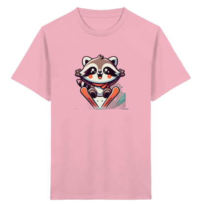 Waschbär auf Skiern – Kinder Bio-T-Shirt