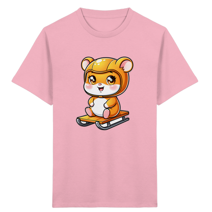 Kinder-T-Shirt mit Hamster auf einem Schlitten