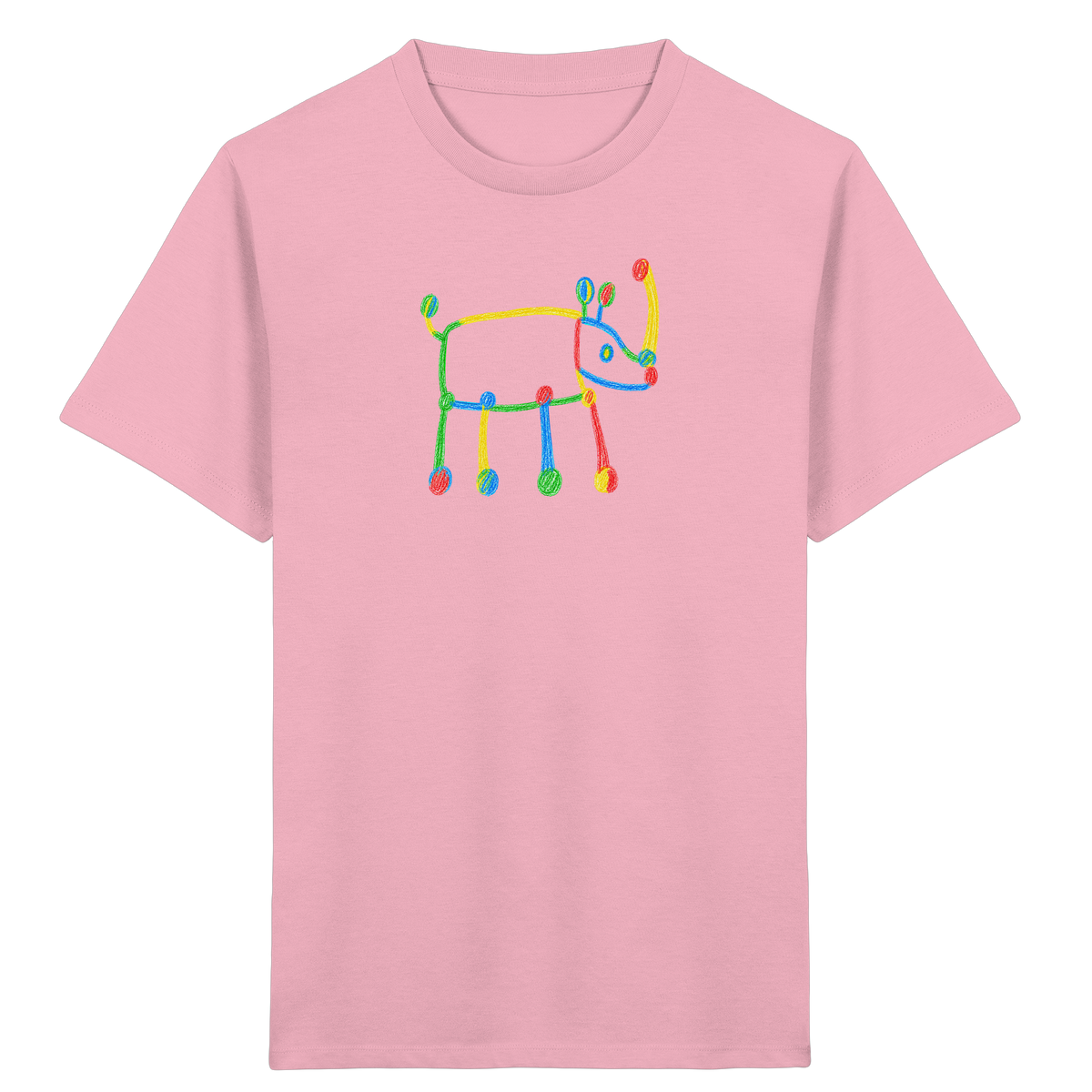 Buntes Farbpunkt Nashorn Shirt - Kinder Bio T-Shirt