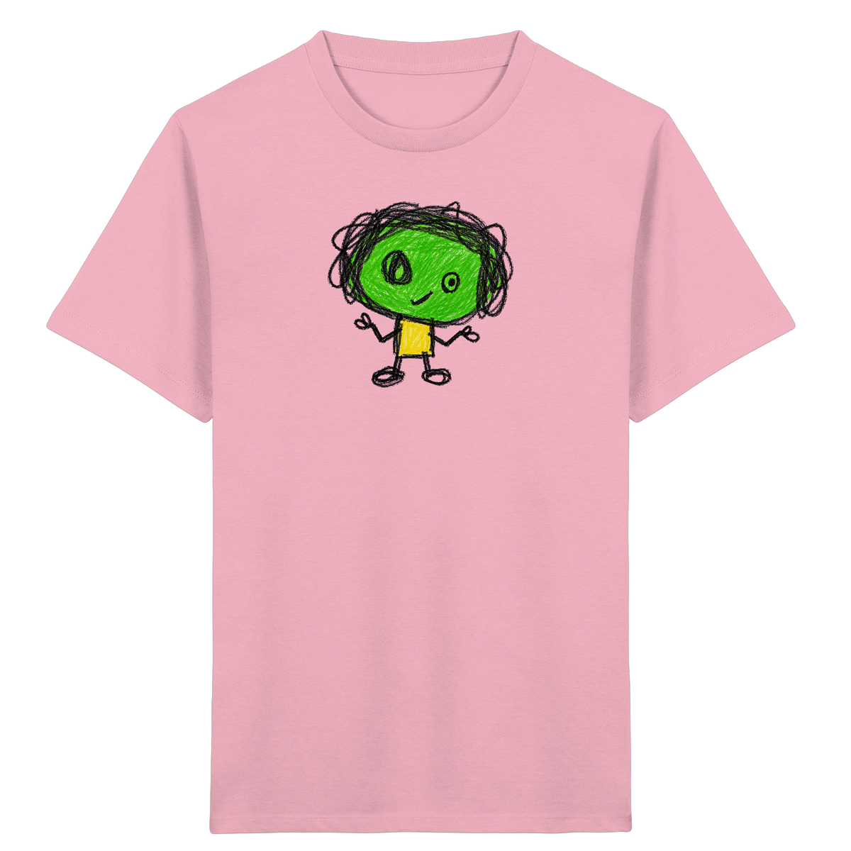 Kritzelkopf mit Zopfkranz - Kinder Bio T-Shirt