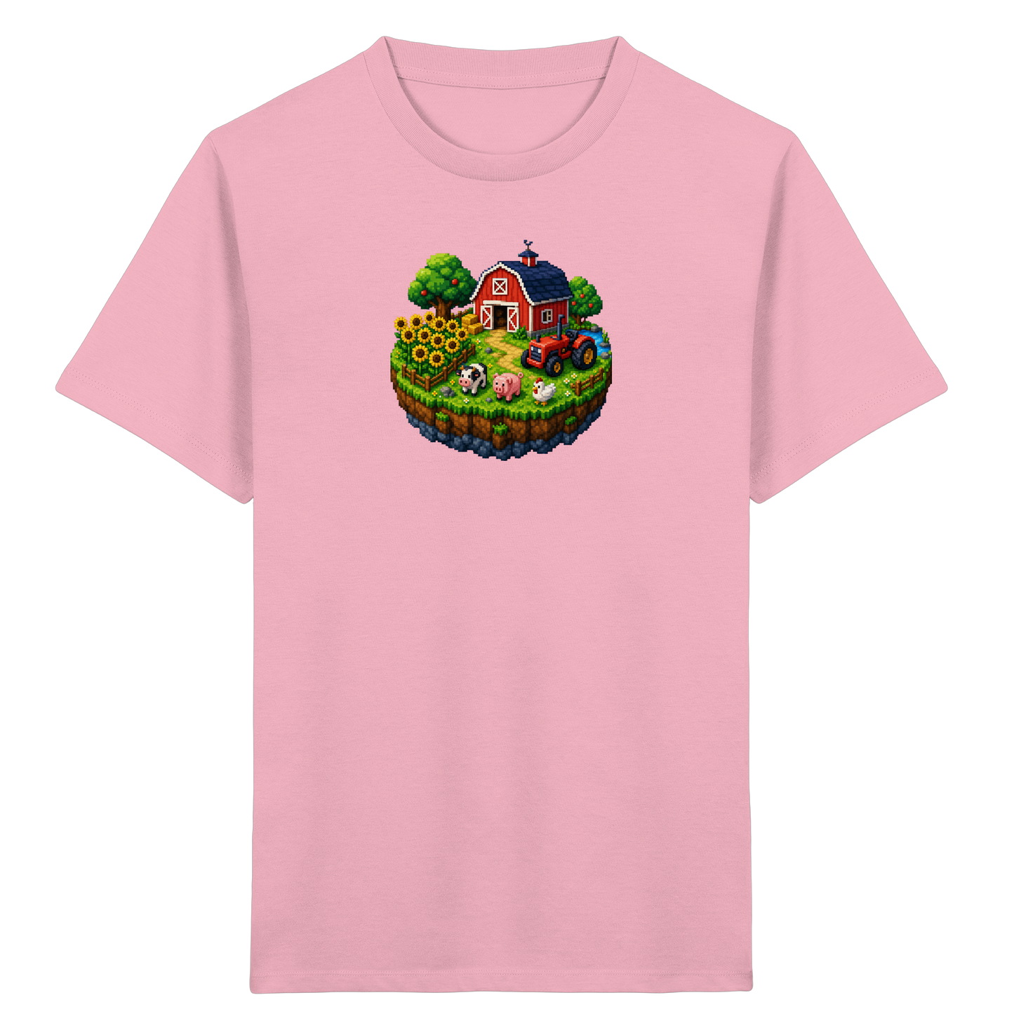 Niedliches Bauernhof Pixel-Art T-Shirt - Kinder Bio T-Shirt