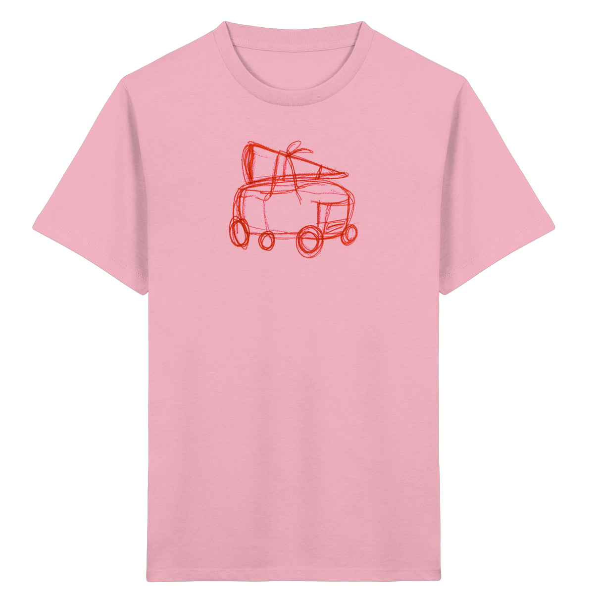 Rostroter Schulbus mit Schultüte - Kinder Bio T-Shirt
