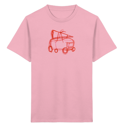 Rostroter Schulbus mit Schultüte - Kinder Bio T-Shirt