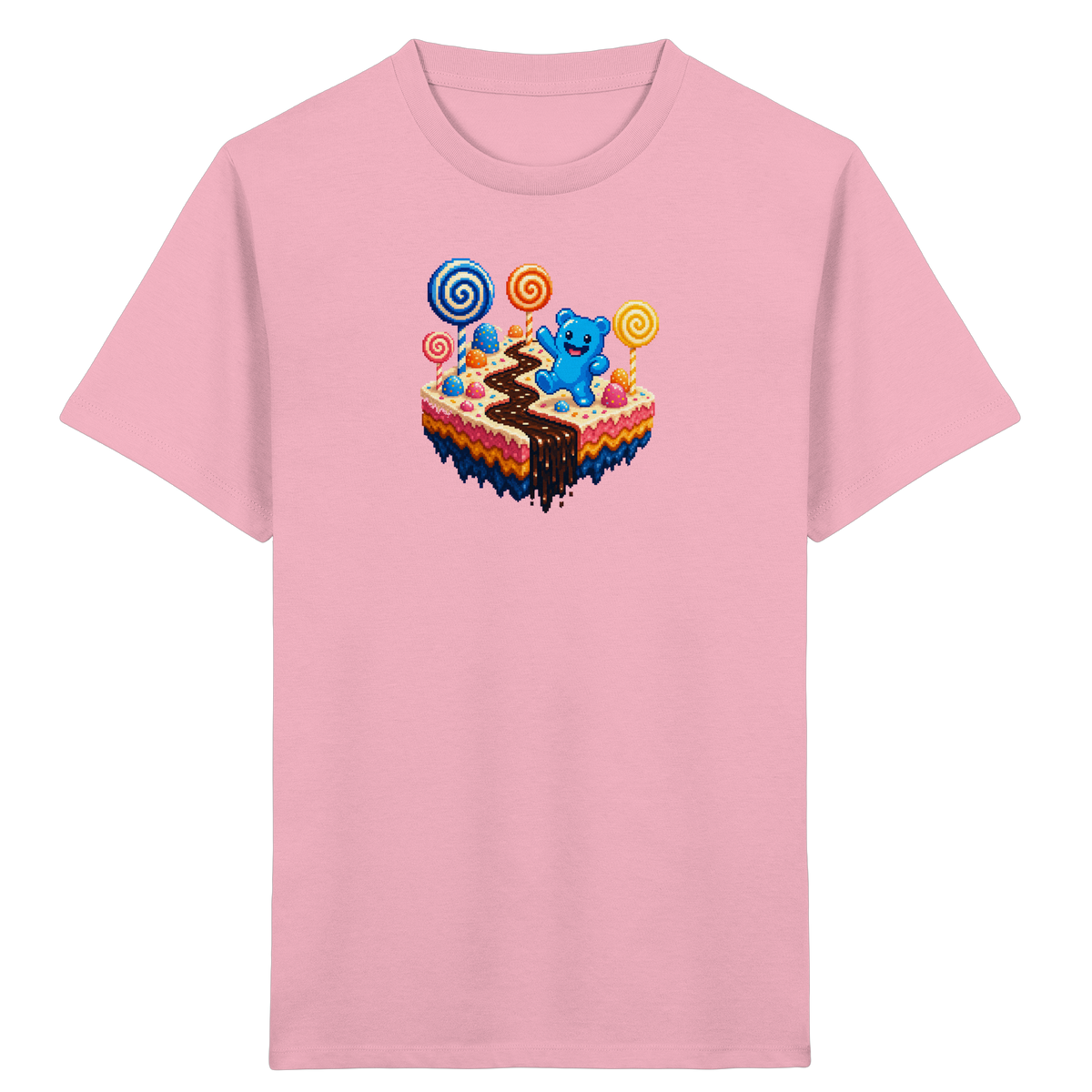 Pixel Gummibärchen auf süßer Insel - Kinder Bio T-Shirt