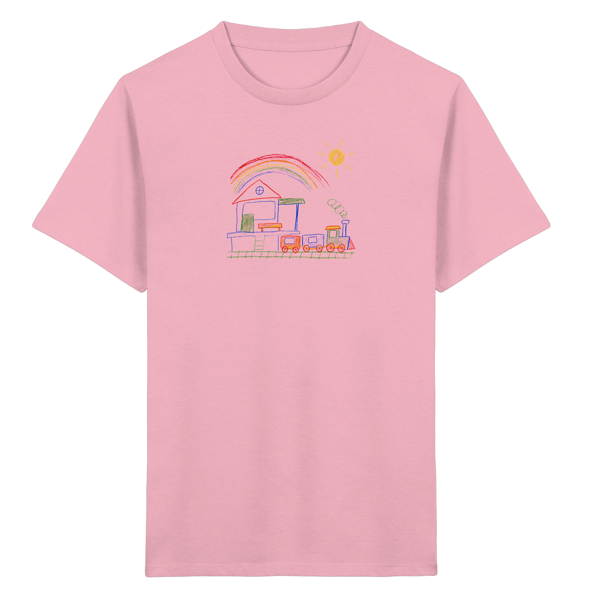 Kinder T-Shirt mit Zug, Sonne und Regenbogen