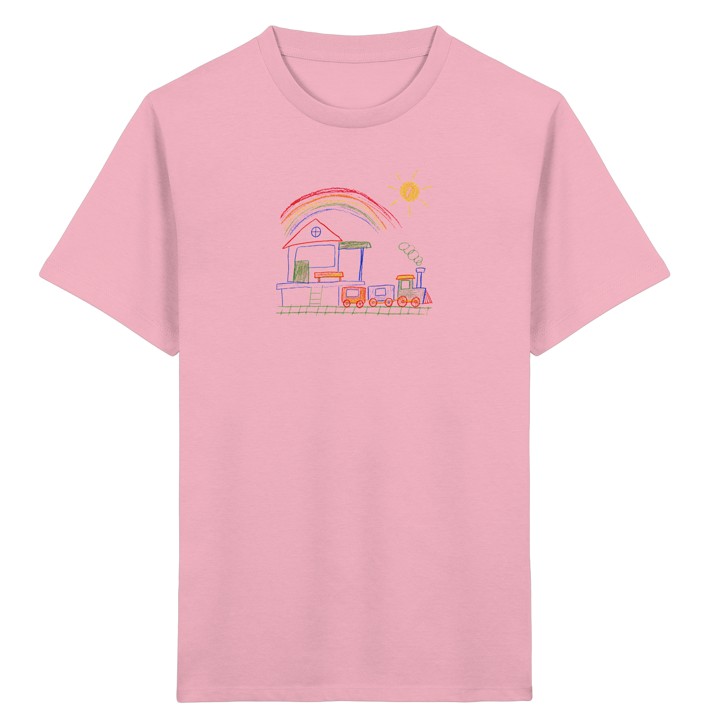 Buntes Kinder T-Shirt mit Zugmotiv - Kinder Bio T-Shirt