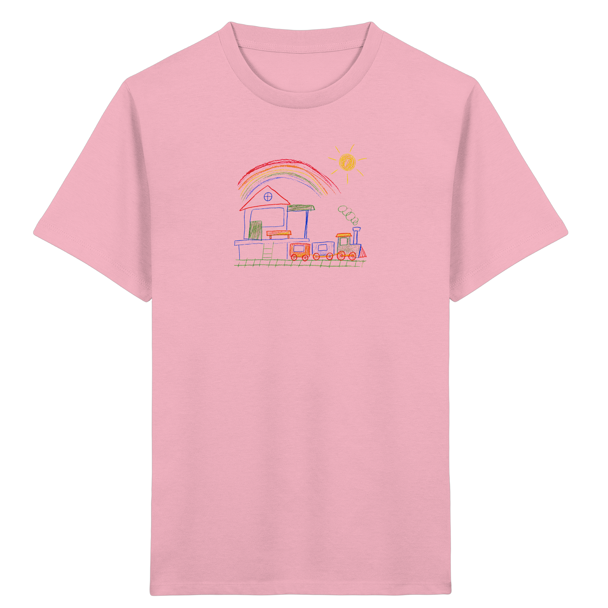 Buntes Kinder T-Shirt mit Zugmotiv - Kinder Bio T-Shirt