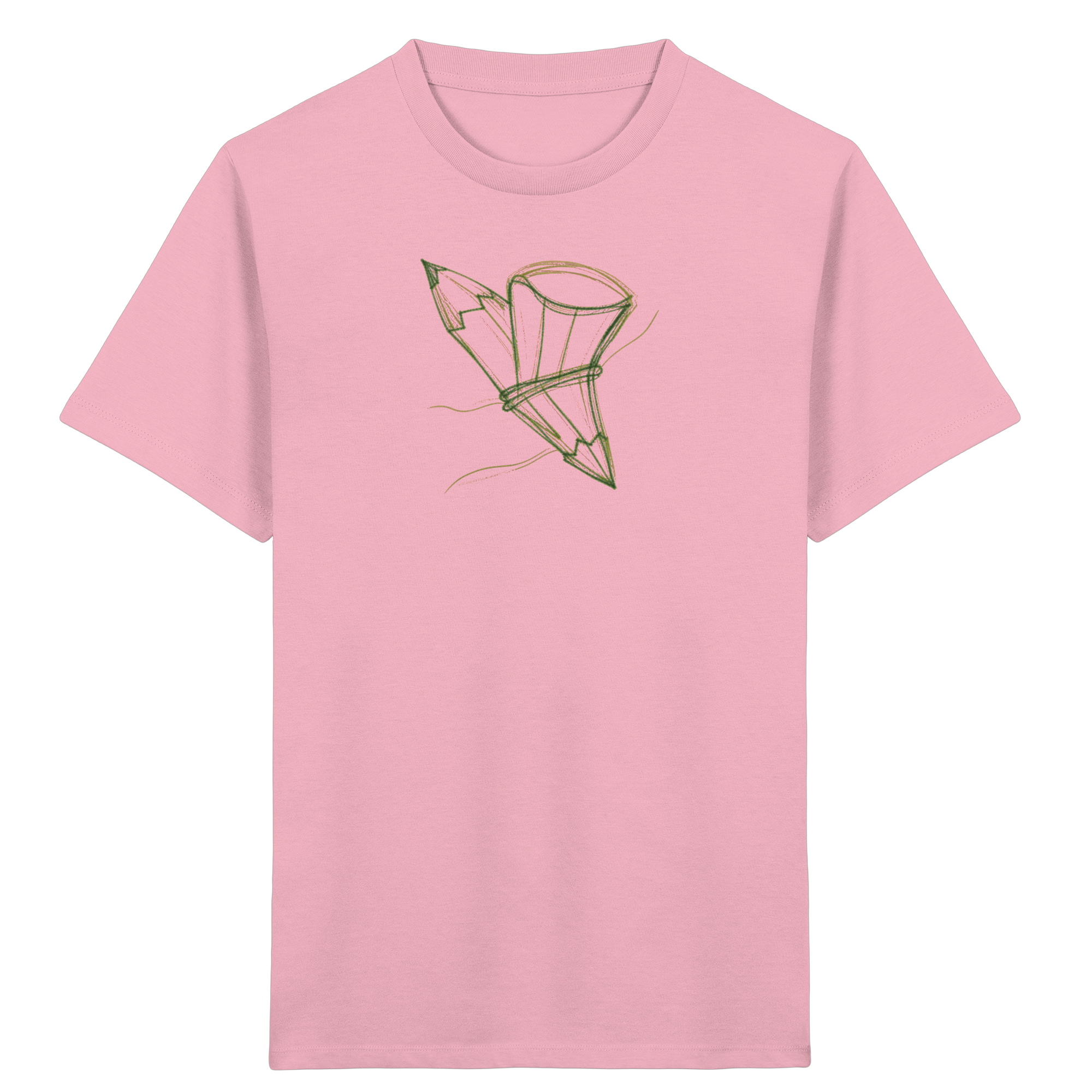 Waldgrüne Bleistift-Schultüte – Kinder Bio-T-Shirt