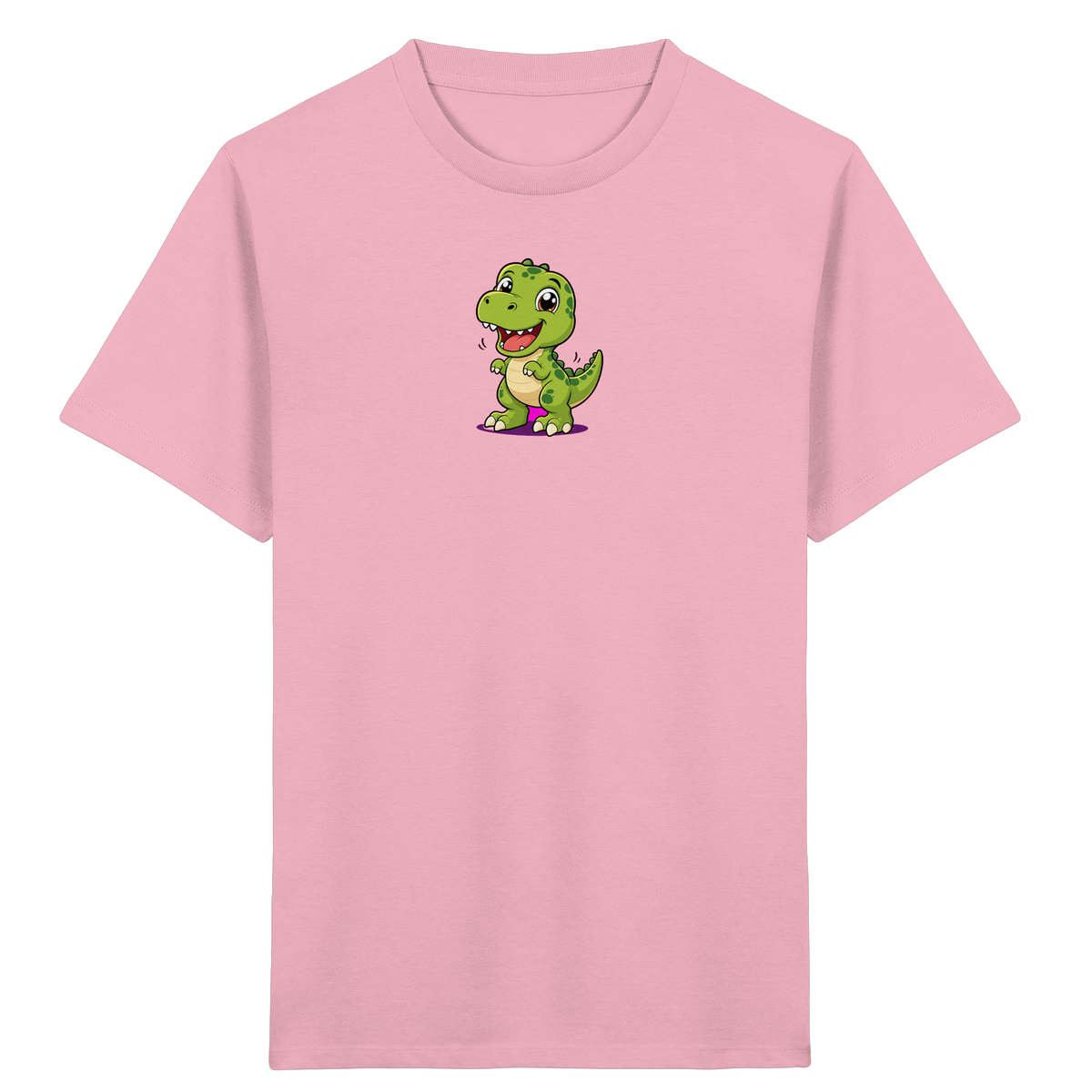 Fröhlicher Dino mit rosa Füßen Kinder T-Shirt - Kinder Bio T-Shirt