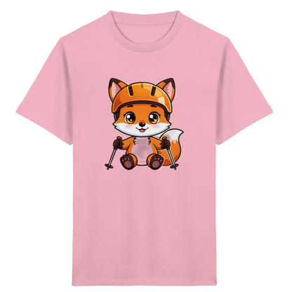 Fuchs auf Skiern – Kinder Bio-T-Shirt