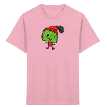Kritzelkopf mit roter Bommelmütze - Kinder Bio T-Shirt
