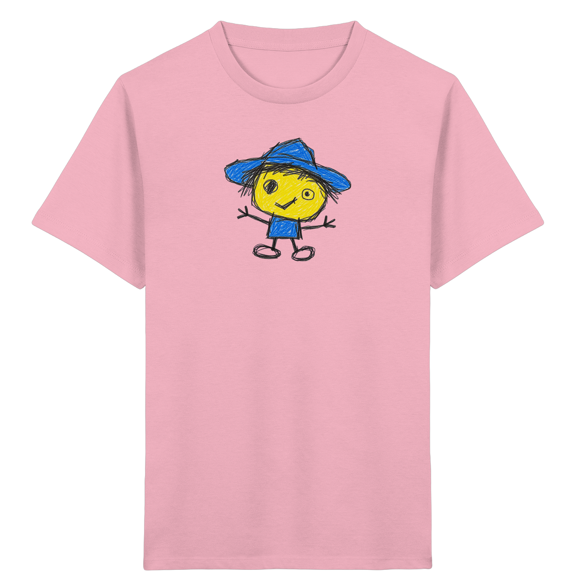 Kritzelkopf mit blauem Regenhut - Kinder Bio T-Shirt