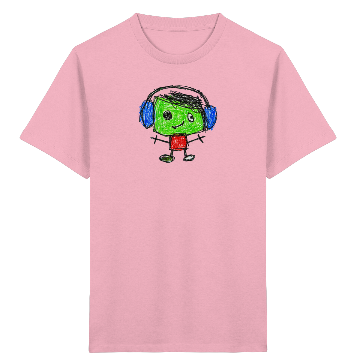 Kritzelkopf mit blauen Ohrenschützern - Kinder Bio T-Shirt