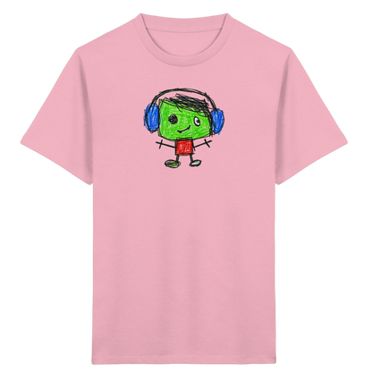 Kritzelkopf mit blauen Ohrenschützern - Kinder Bio T-Shirt