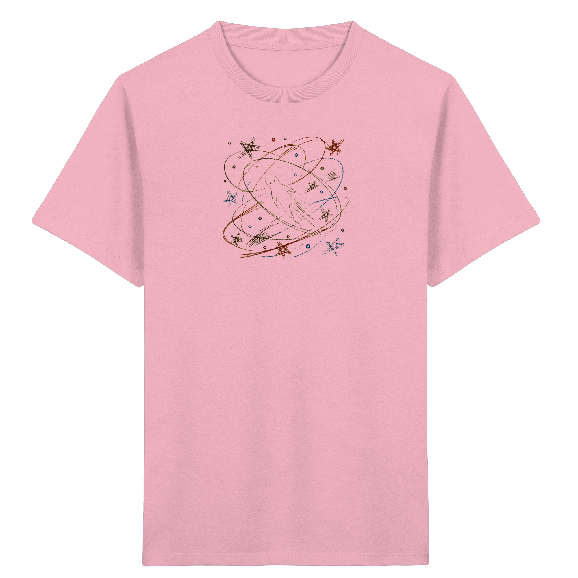 Kinder Bio T-Shirt mit Weltraum-Motiv im Wachsmal-Look