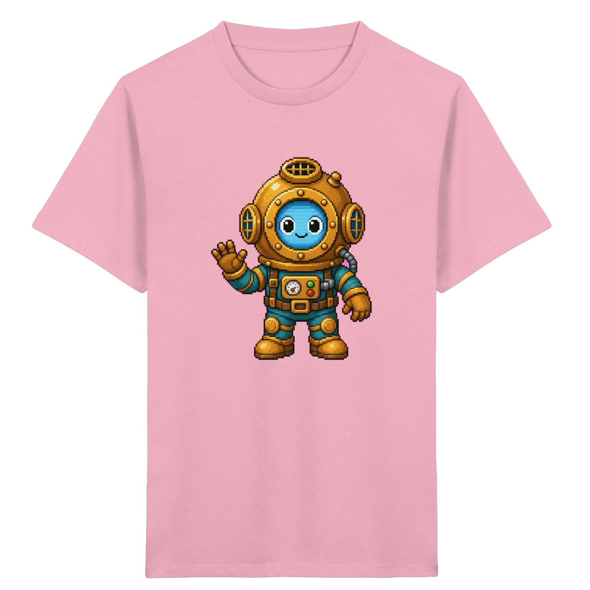 Pixel-Taucher: Goldener Helm Kinder T-Shirt - Kinder Bio T-Shirt