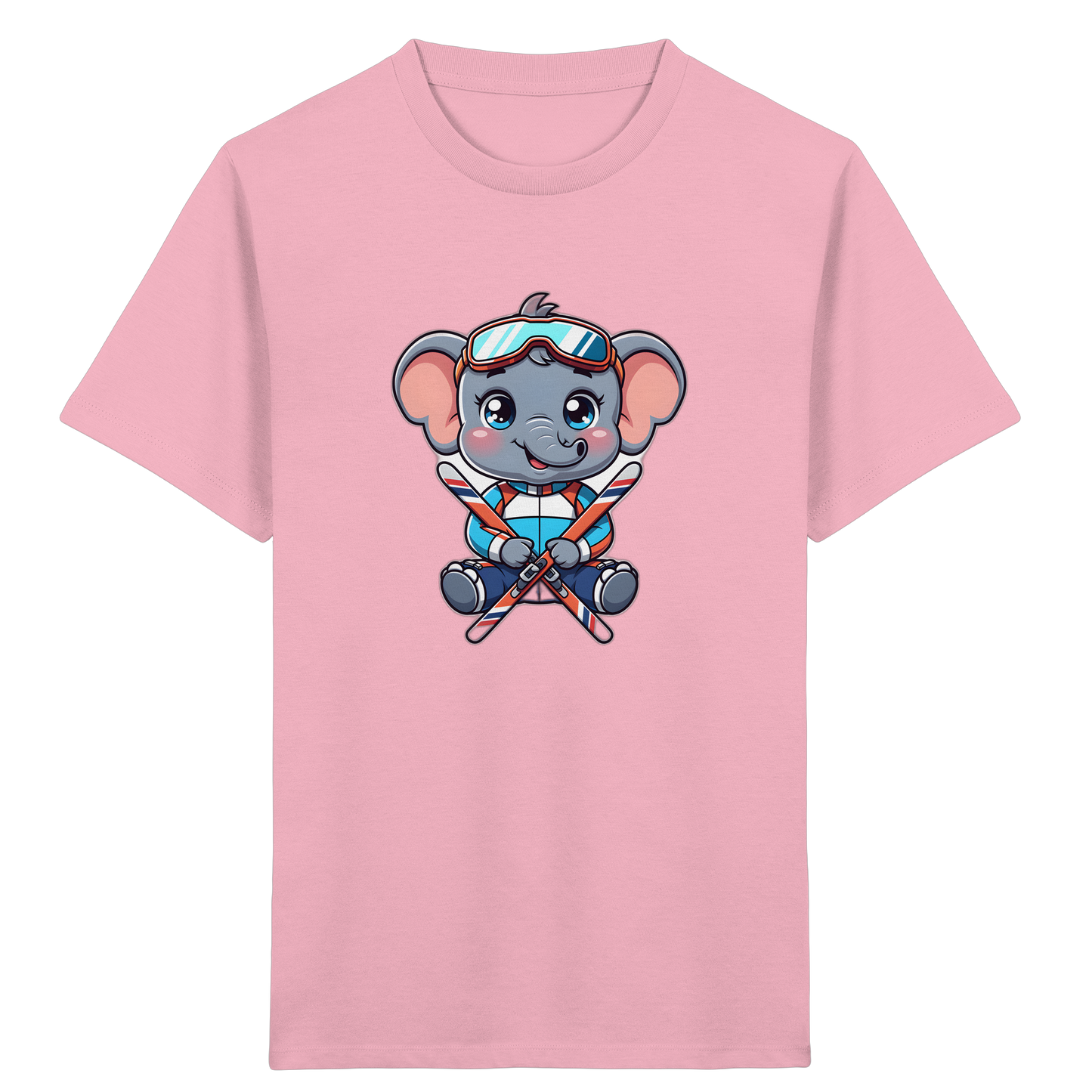 Skifahrender Elefant: Fröhliches Kinder T-Shirt
