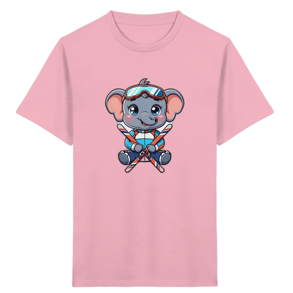 Kinder-T-Shirt mit skifahrendem Elefanten
