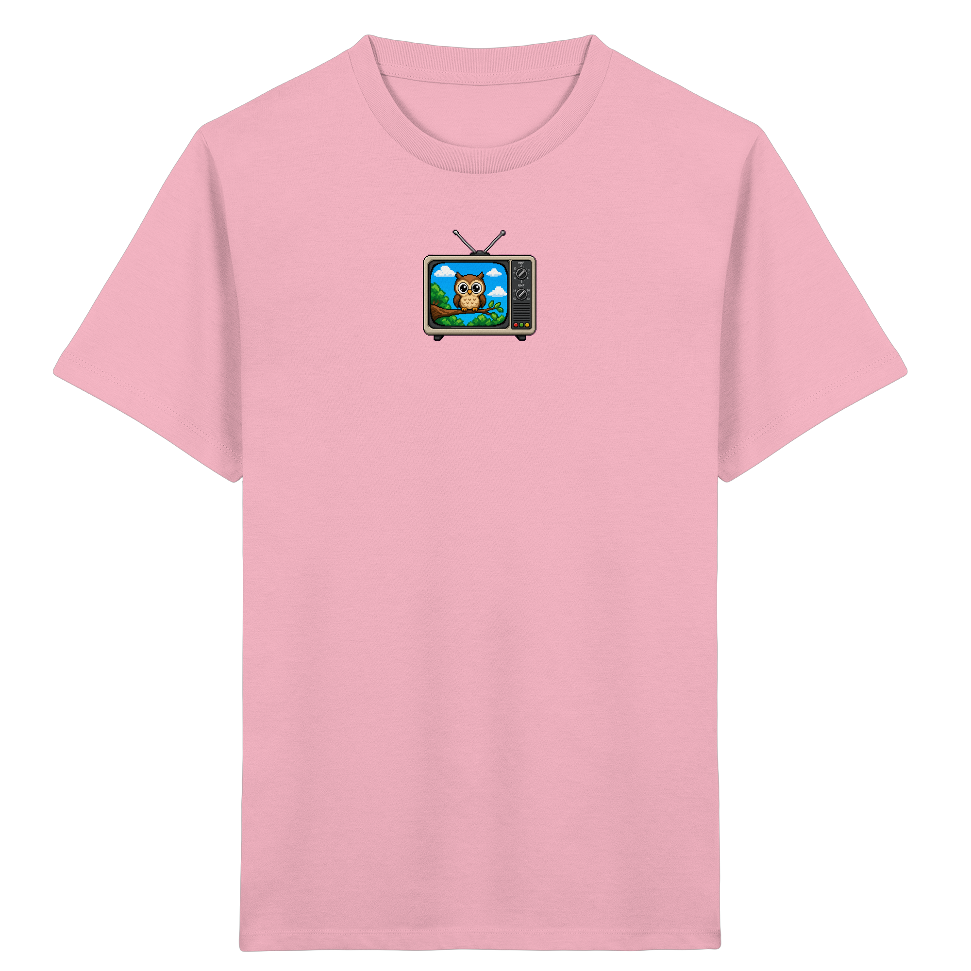 Kinder T-Shirt – Pixel-Eule im Retro-Fernseher