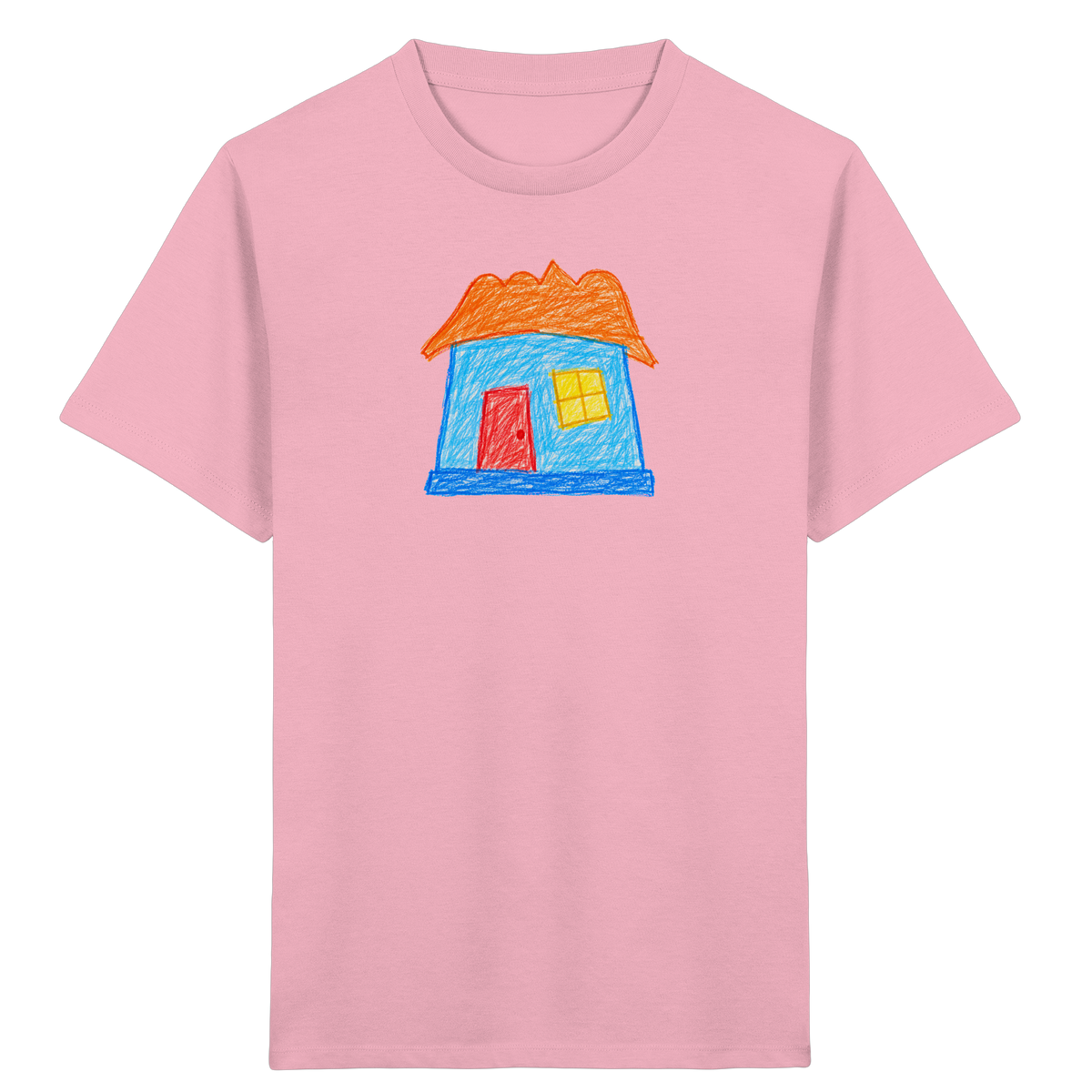 Himmelblaues Haus mit Wolkendach - Kinder Bio T-Shirt