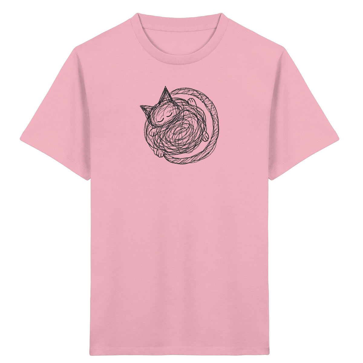 Schlafende Kritzel Katze - Kinder Bio T-Shirt