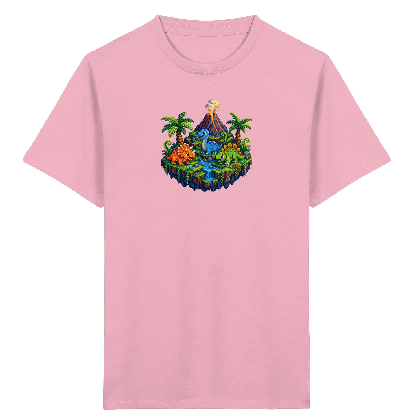 Cooles Dino Pixel Insel T-Shirt - Kinder Bio T-Shirt