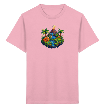 Cooles Dino Pixel Insel T-Shirt - Kinder Bio T-Shirt