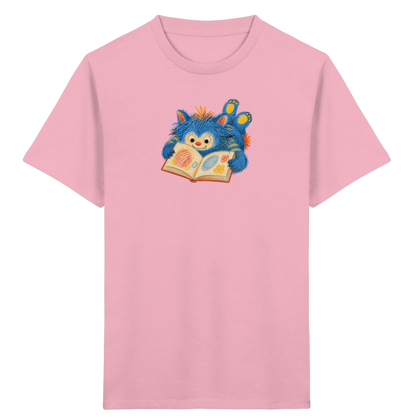 Bücherwurm Monster liest Bilderbuch - Kinder Bio T-Shirt