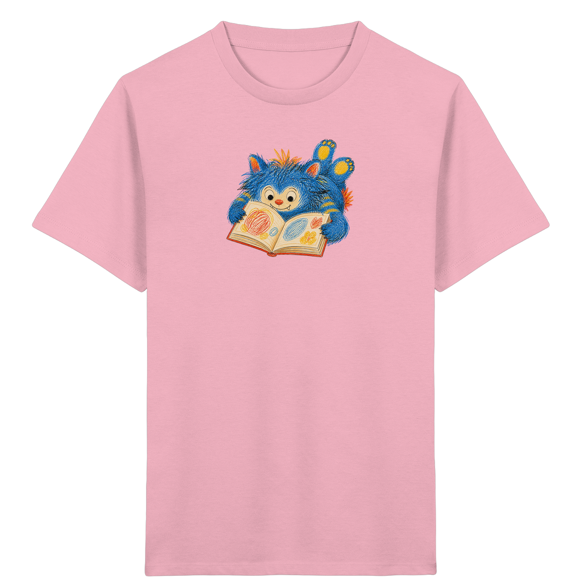 Bücherwurm Monster liest Bilderbuch - Kinder Bio T-Shirt