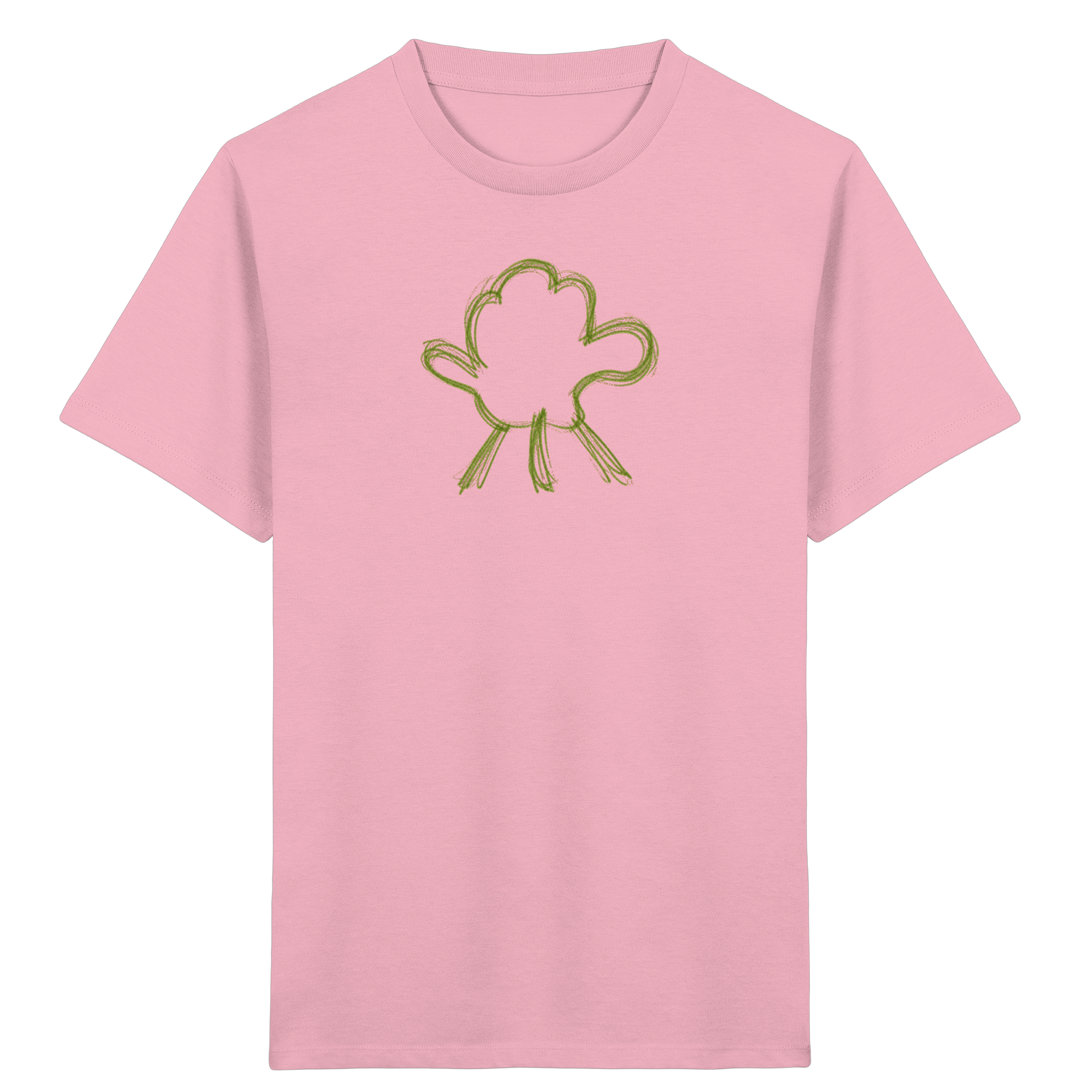 Olivgrüne Wolkenfigur Kinder T-Shirt