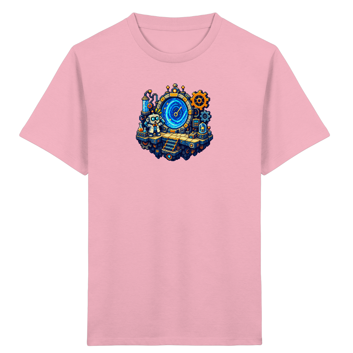 Cooles Roboter Wissenschaftler Pixel T-Shirt - Kinder Bio T-Shirt