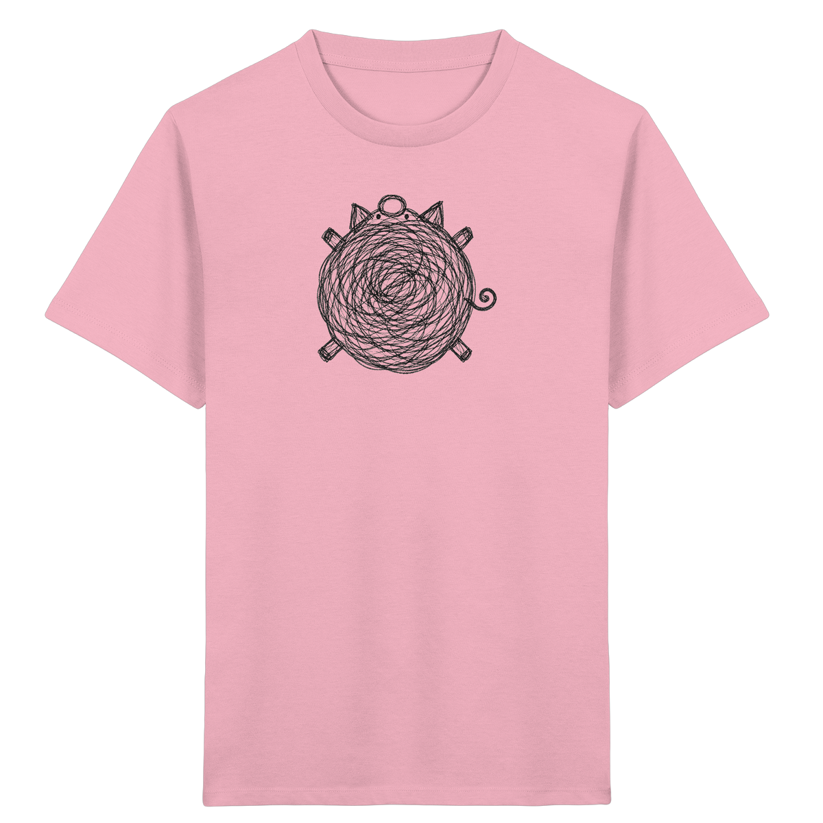 Schwein von oben Kritzelmotiv - Kinder Bio T-Shirt