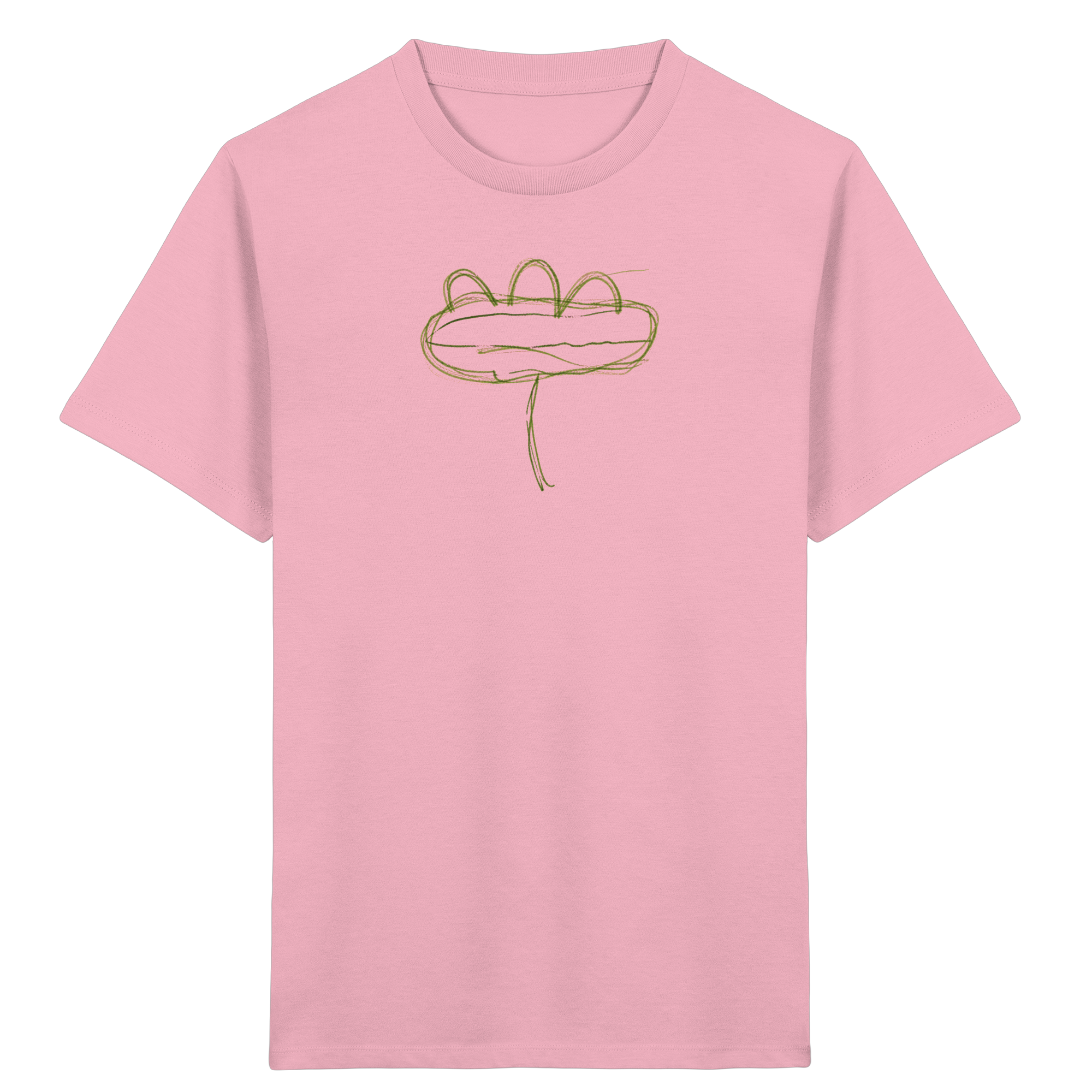 Moosgrüne Linieninsel – Kinder T-Shirt