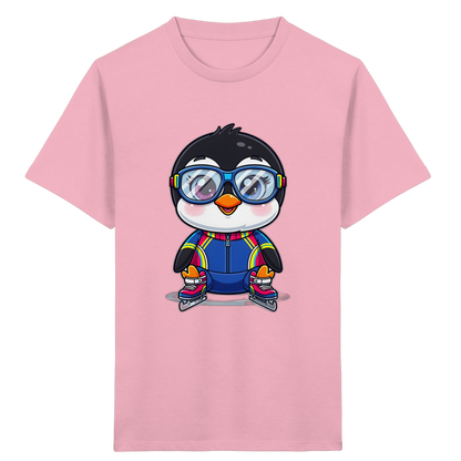 Pinguin auf Schlittschuhen – Kinder Bio-T-Shirt