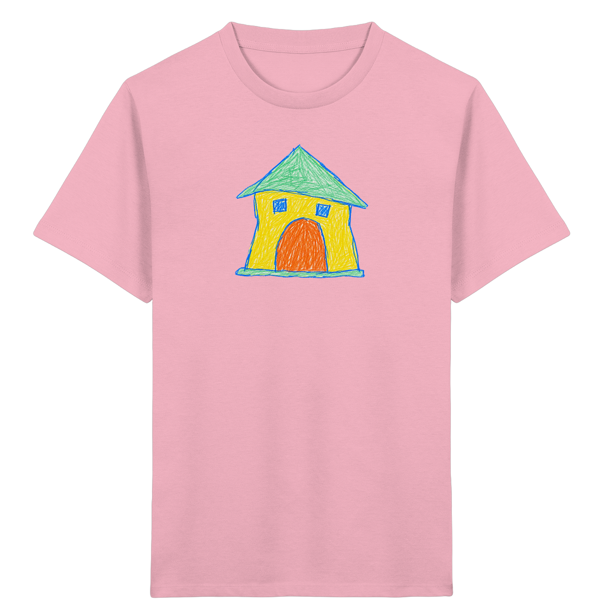 Gelbes Torhaus mit Mintdach - Kinder Bio T-Shirt