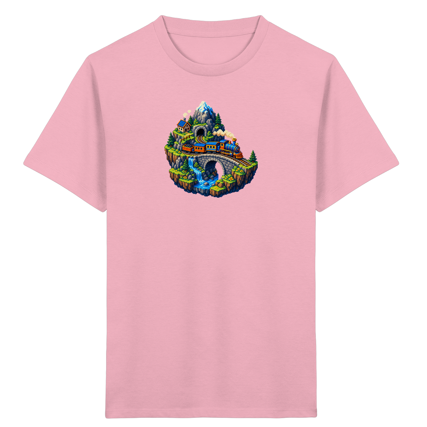 Retro Pixel Zug Abenteuer Shirt - Kinder Bio T-Shirt