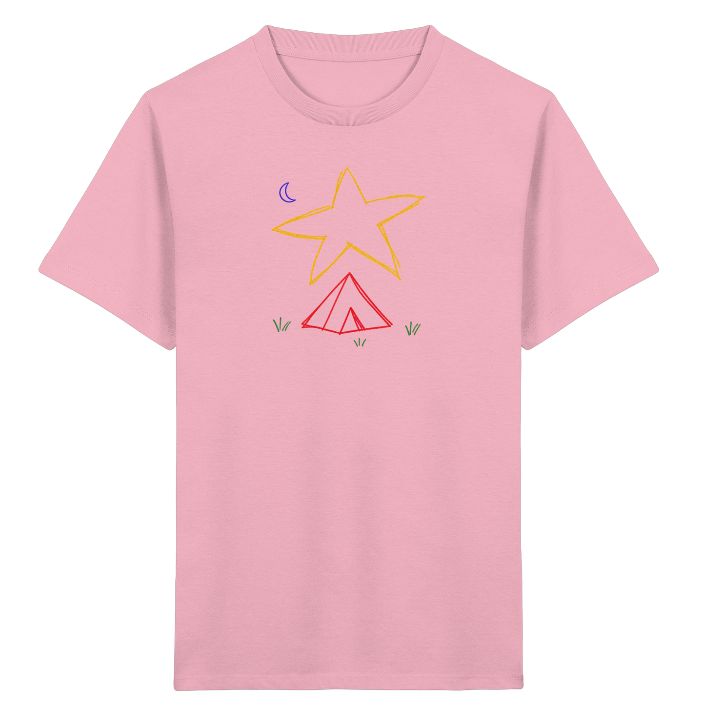 Abenteuerliches Zelt unter Sternenhimmel T-Shirt - Kinder Bio T-Shirt