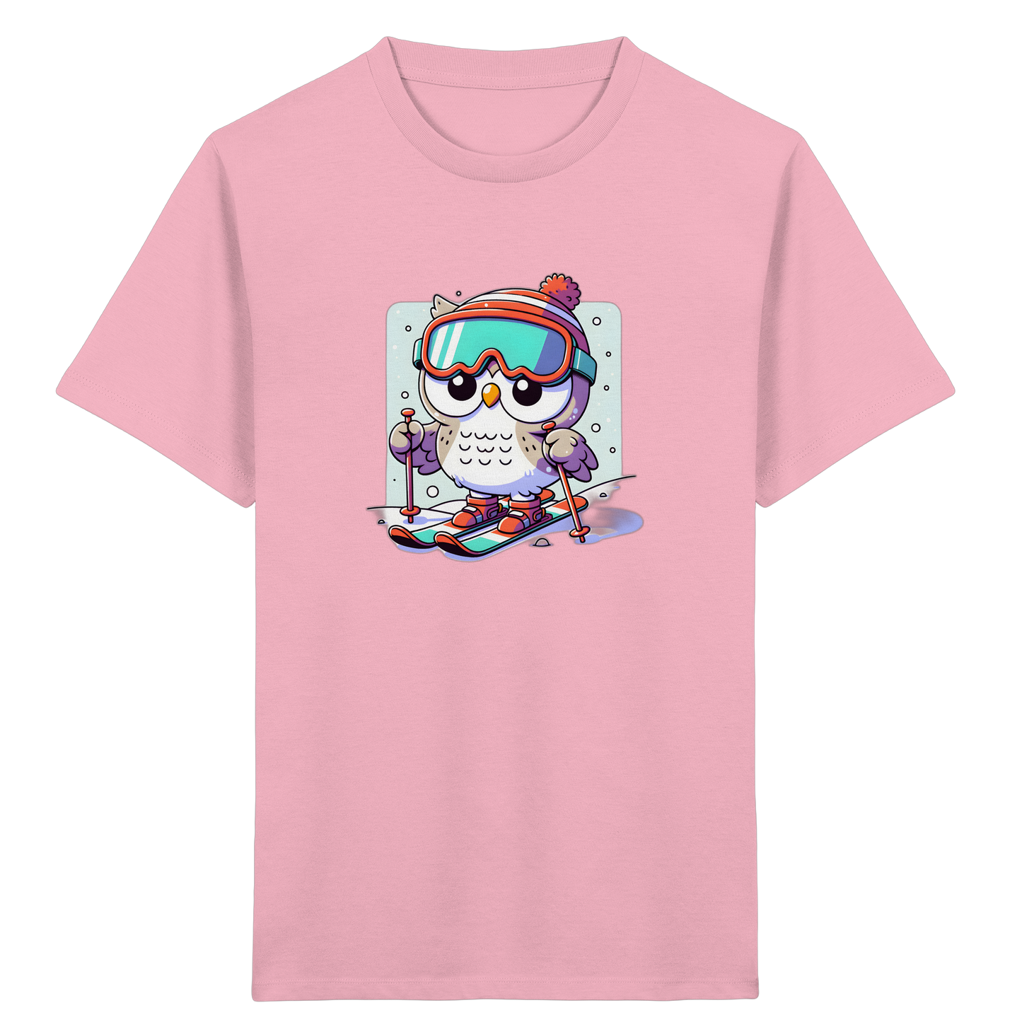 Cartoon Eule auf Skiern T-Shirt