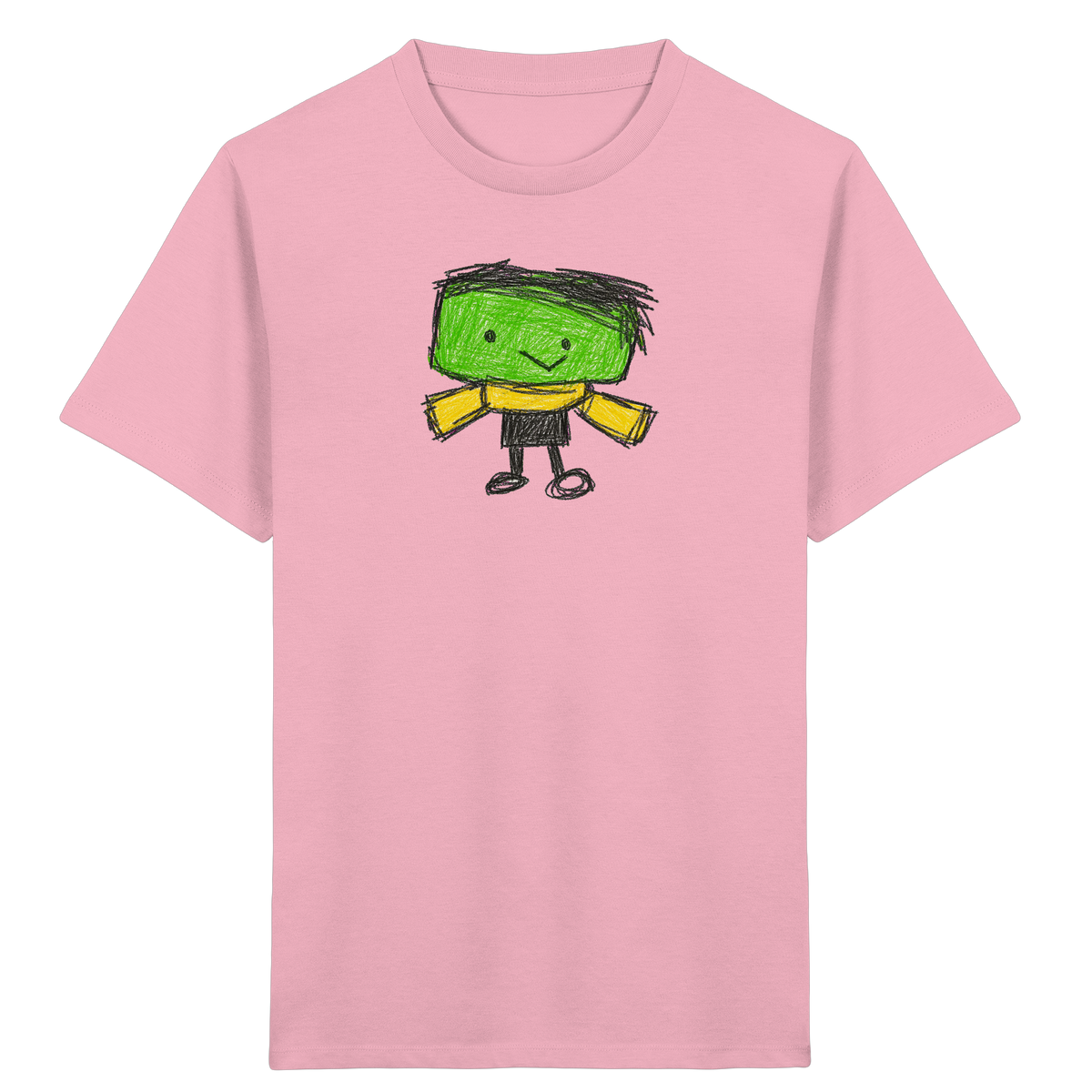 Kritzelkopf mit gelbem Schal - Kinder Bio T-Shirt