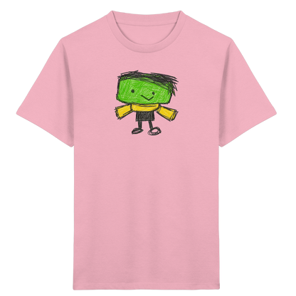 Kritzelkopf mit gelbem Schal - Kinder Bio T-Shirt