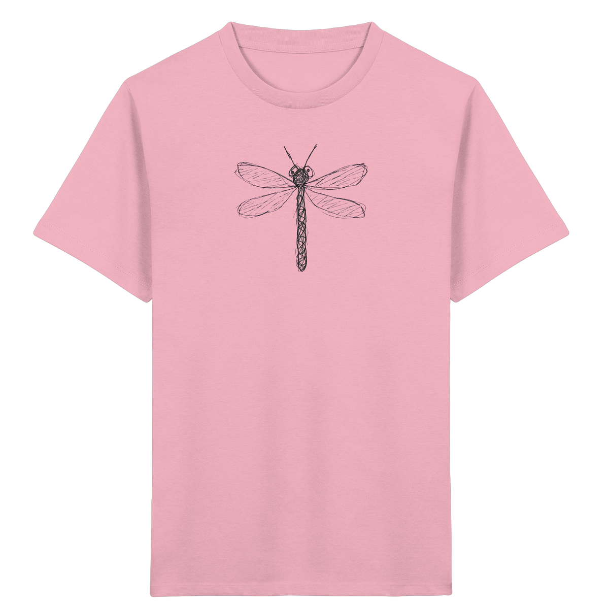 Libelle von oben gezeichnet - Kinder Bio T-Shirt