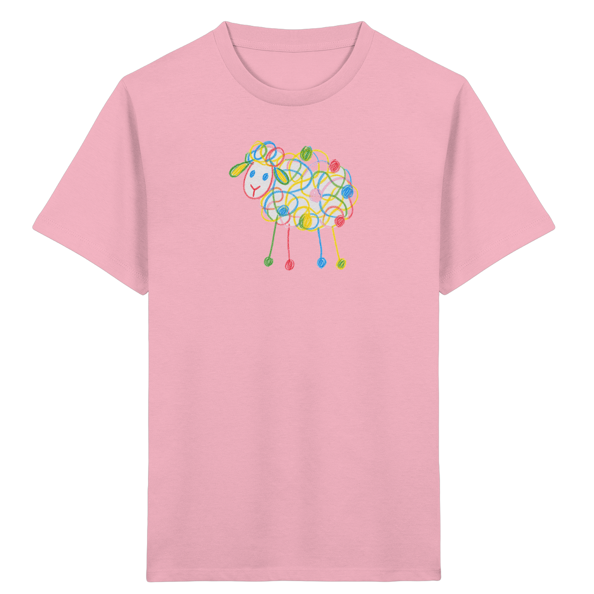 Buntes Farbpunkt-Schaf Shirt - Kinder Bio T-Shirt